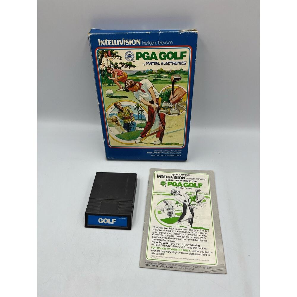 PGA GOLF INTELLIVISION w/ MANUAL VINTAGE VIDEO GAME RARE